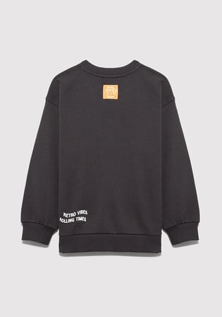 Roll Like Baskılı Antrasit Sweatshirt 6S10179-70087