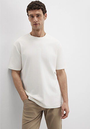 Mavi Logo Baskılı Ekru Tişört 0613250-70057