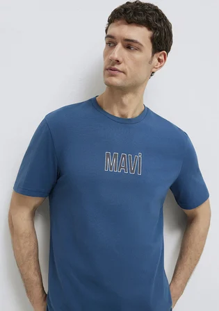 Mavi 0613186-70764 Mavi Logo Baskılı Mavi Tişört