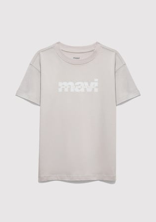 Mavi Baskılı Gri Tişört 6610444-90782