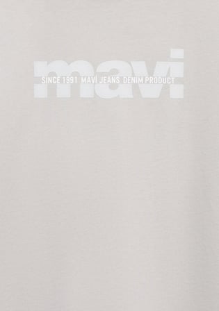 Mavi Baskılı Gri Tişört 6610444-90782