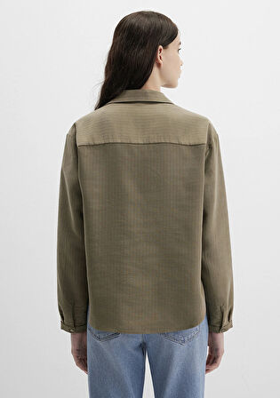 Haki Tencel Karışımlı Bluz 1211423-87538
