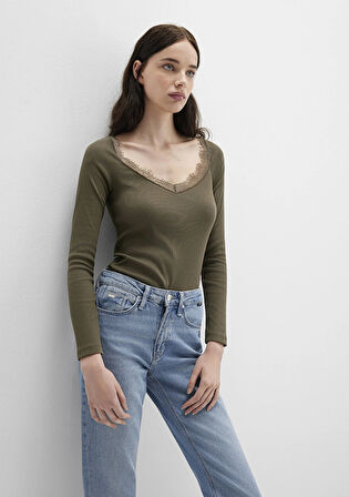 Uzun Kollu Haki Tişört 1613851-87538