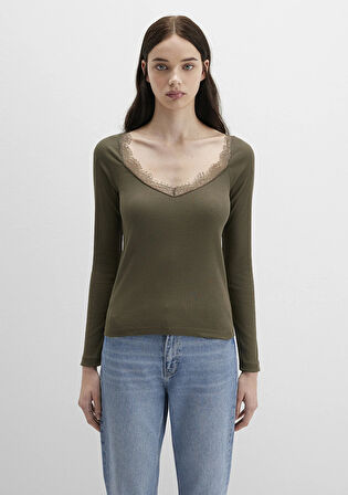 Uzun Kollu Haki Tişört 1613851-87538