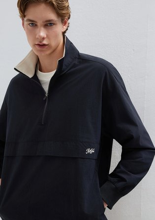 Yarı Fermuarlı Siyah Sweatshirt 0211890-900