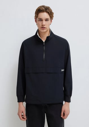 Yarı Fermuarlı Siyah Sweatshirt 0211890-900