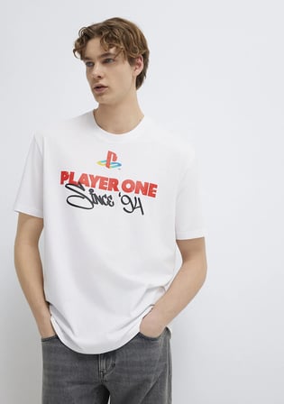 Player One Baskılı Beyaz Tişört 0613185-620