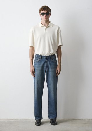 Marlon Classic Denim Puslu Indigo Mavisi Jean Pantolon 0019166-A2952