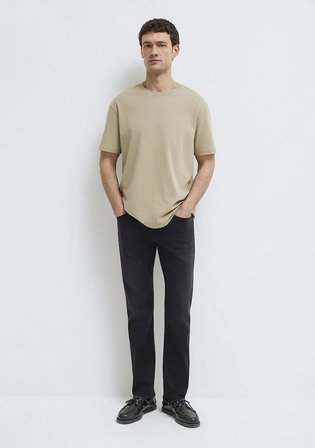 Bisiklet Yaka Bej Basic Tişört 0611596-70360