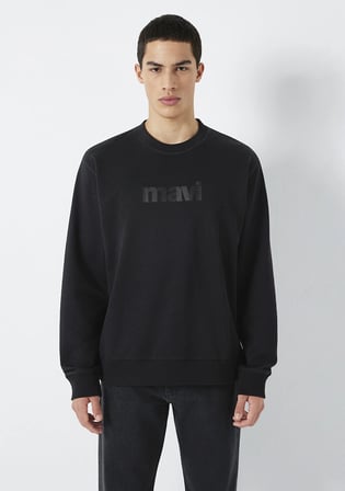 Mavi Logo Baskılı Bisiklet Yaka Siyah Sweatshirt 0S10551-900