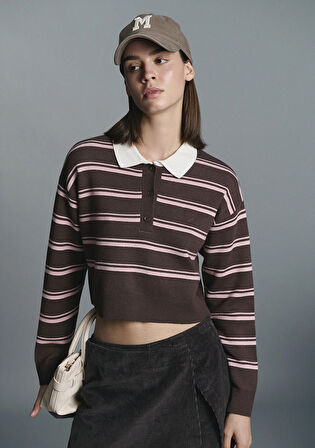 Polo Yaka Çizgili Kazak 1710877-91456