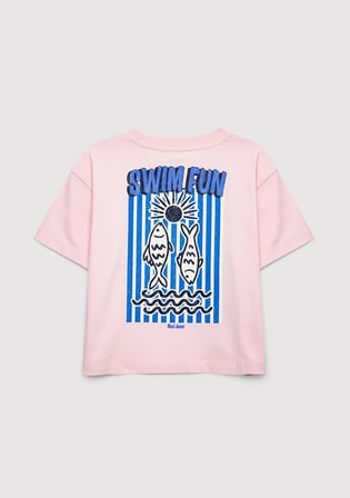 Swim Fun Baskılı Pembe Tişört 7610440-90773