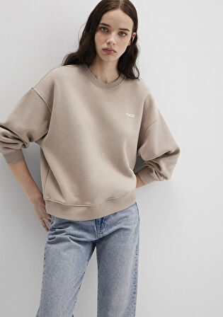 Mavi Logo Baskılı Kahverengi Sweatshirt 1S10490-70344