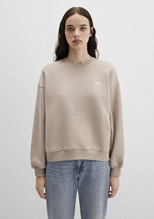 Mavi Logo Baskılı Kahverengi Sweatshirt 1S10490-70344