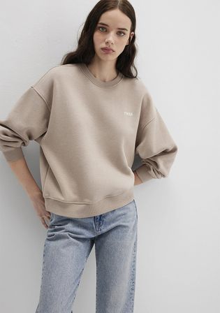 Mavi Logo Baskılı Bej Sweatshirt 1S10490-70344