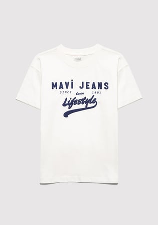 Mavi Jeans Baskılı Ekru Tişört 6610474-70057