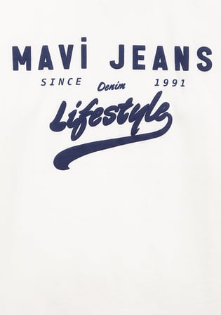 Mavi Jeans Baskılı Ekru Tişört 6610474-70057