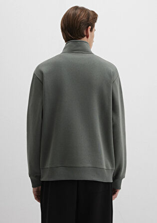 Yarı Fermuarlı Mavi Logo Baskılı Yeşil Sweatshirt 0S10585-71598