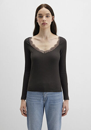 Uzun Kollu Kahverengi Tişört 1613851-70262