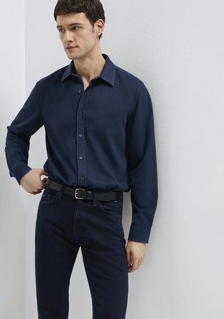 Lacivert (TENCEL™) Liyosel Gömlek 0210818-70494