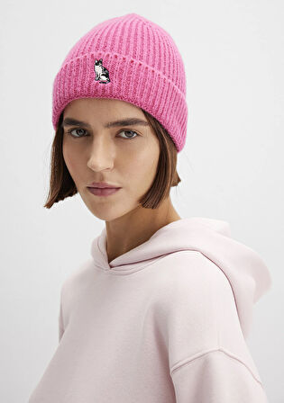 Kedi Nakışlı Pembe Bere 1913941-28396