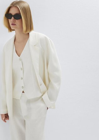 Ekru Keten Blazer 1110850-70057