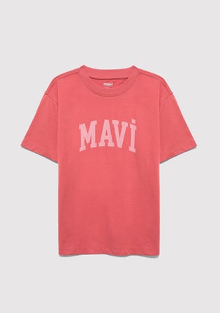 Mavi Logo Baskılı Pembe Tişört 6610484-71102