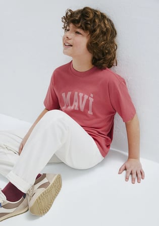 Mavi Logo Baskılı Pembe Tişört 6610484-71102