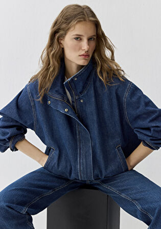 Mira Dark Blue Icon Bomber Jean Ceket 1121058-A3354
