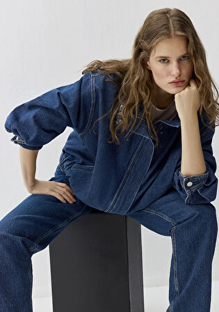 Mira Dark Blue Icon Bomber Jean Ceket 1121058-A3354