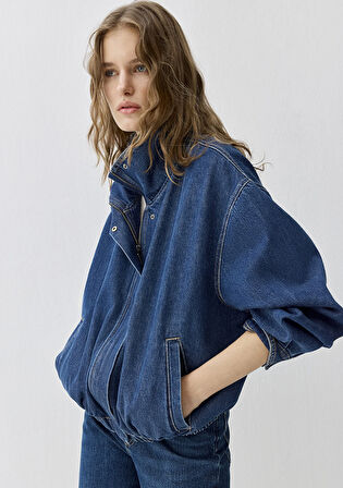 Mira Dark Blue Icon Bomber Jean Ceket 1121058-A3354