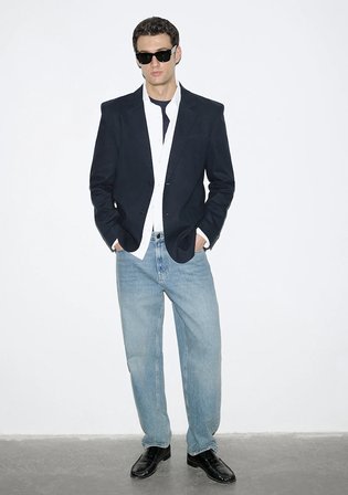 Keten Karışımlı Lacivert Blazer 0110828-86623