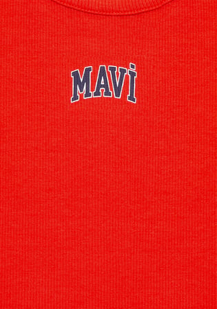 Mavi Logo Baskılı Kırmızı Atlet 7610336-70473