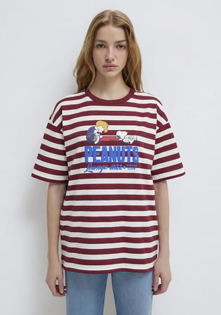 Snoopy Baskılı Bordo Tişört 1614057-91577