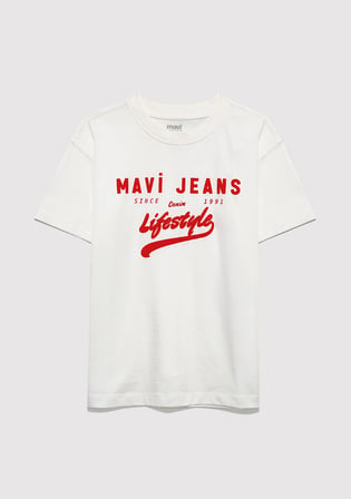 Mavi Jeans Baskılı Ekru Tişört 6610474-32158