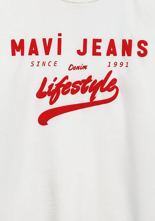 Mavi Jeans Baskılı Ekru Tişört 6610474-32158