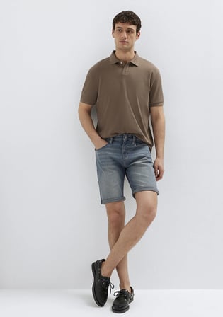 Brian Street Puslu Indigo Mavisi Jean Şort 04184A3261