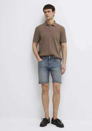 Brian Street Puslu Indigo Mavisi Jean Şort 04184A3261