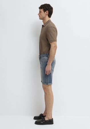 Brian Street Puslu Indigo Mavisi Jean Şort 04184A3261