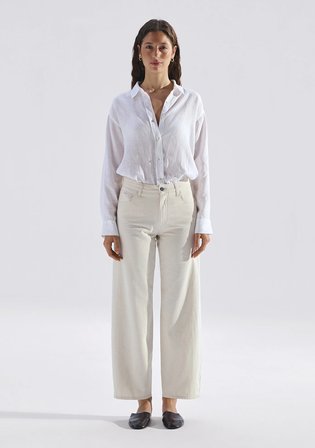 Leila Mavi Edition Ketenli Ekru Jean Pantolon 1010600-A3173
