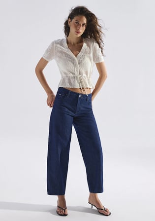 Leila Mavi Edition Keten Karışımlı Rinse Jean Pantolon 1010600-A3174