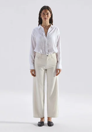 Leila Mavi Edition Ketenli Ekru Jean Pantolon 1010600-A3173