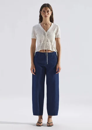 Leila Mavi Edition Keten Karışımlı Rinse Jean Pantolon 1010600-A3174