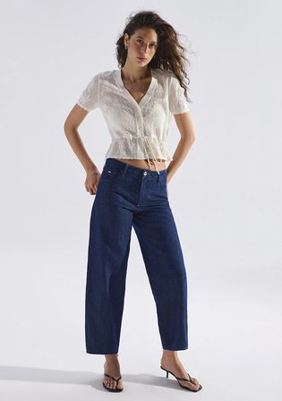 Leila Mavi Edition Keten Karışımlı Rinse Jean Pantolon 1010600-A3174