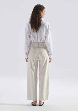 Leila Mavi Edition Ketenli Ekru Jean Pantolon 1010600-A3173