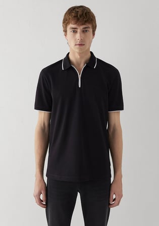 Siyah Yarı Fermuarlı Polo Tişört 0613367-900