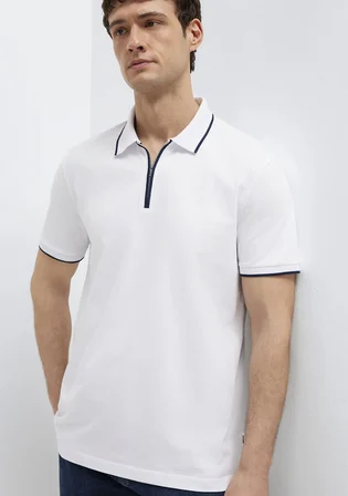 Yarı Fermuarlı Beyaz Polo Tişört 0613367-620