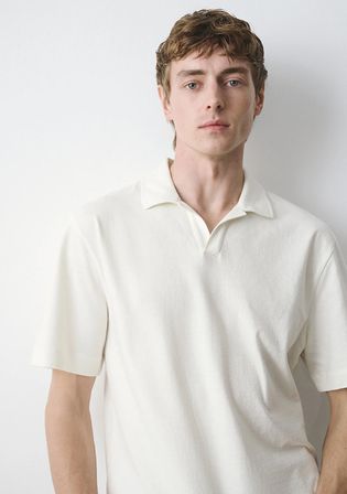 Keten Karışımlı Ekru Polo Tişört 0613341-80194