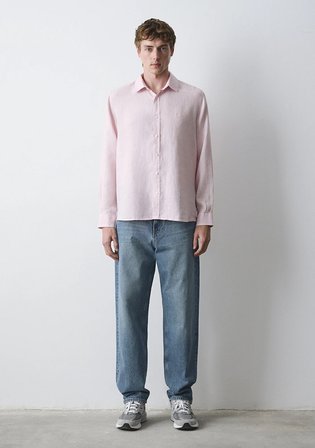 Pembe Keten Gömlek 0211963-71006