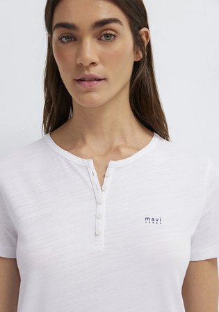 Mavi Logo Baskılı Beyaz Tişört 1613981-620
